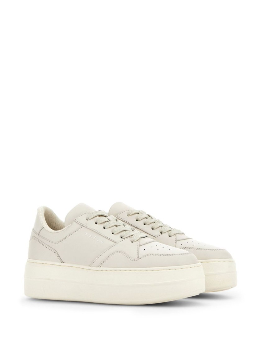 Hogan Calfskin Sneakers With Panel Design And Embossed Tongue