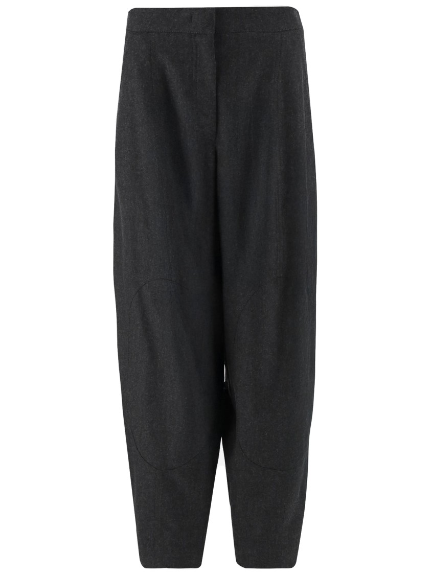Giorgio Armani Wide Trousers In Wool And Cashmere Flannel In Black