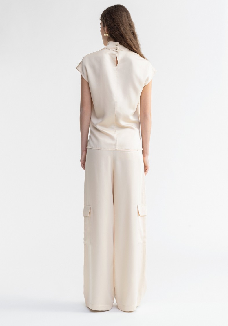 Aeron Flora - Cupro Sleeveless Turtleneck In Neutrals