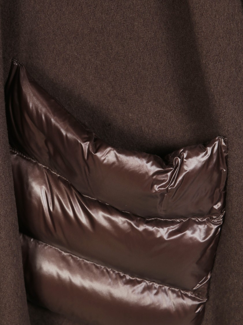 Herno Brown Cape With Drawstring Collar And Fringed Hem In Brown