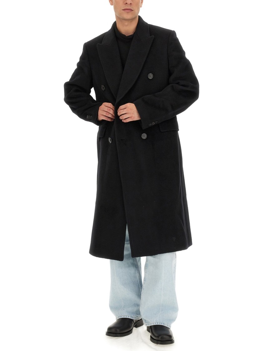 Our Legacy Oversize Double-breasted Coat Notched Lapels In Black