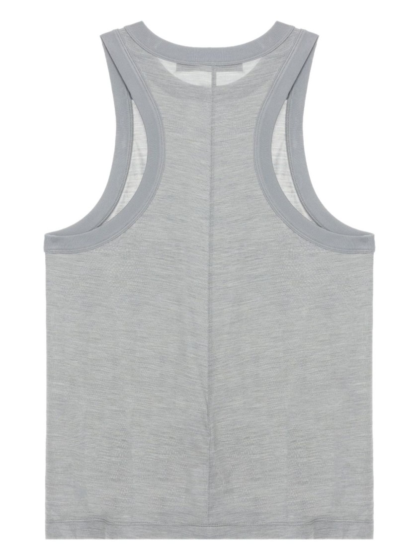 Carven Gray Silk Jersey Tank Top