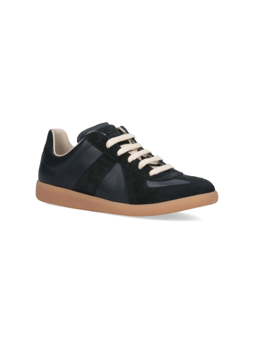 Maison Margiela Men Black Leather And Suede Replica Sneakers