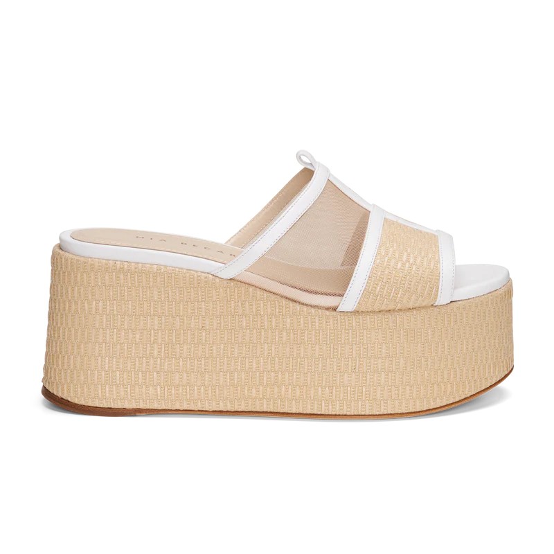 M+e' Heel Platform Sandals With Woven Base In Neutral