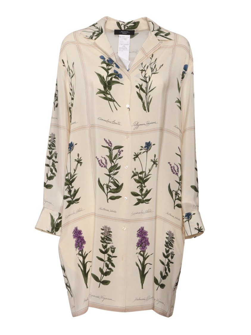 Max Mara Weekend Botanical Print Midi Dress With Button-down Front