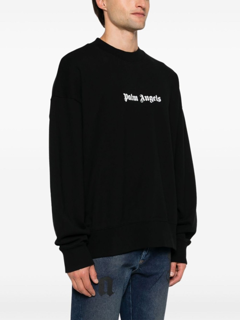 Shop Palm Angels Drop Shoulder Sweatshirt With Logo In Black