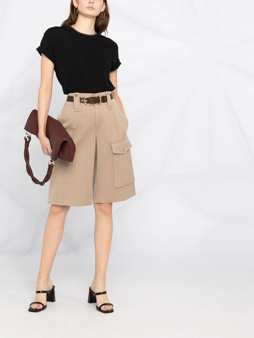 Brunello Cucinelli Short-sleeved T-shirt With Rolled Sleeves And Keyhole Detail In Black