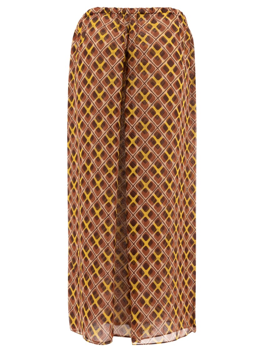 Bode Wide-leg Trousers With Geometric Pattern In Brown