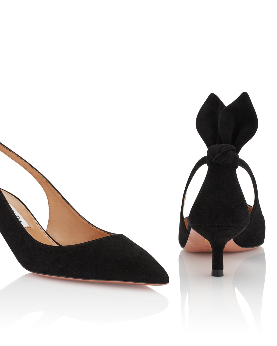 Aquazzura 50 Bow-tie Suede Pumps