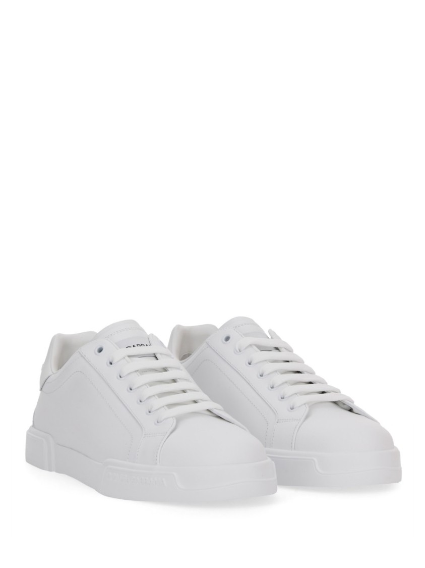 Dolce & Gabbana Portofino Calfskin White Sneakers