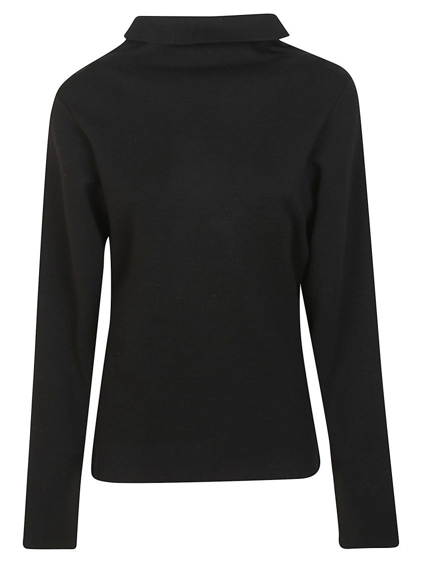 P.a.r.o.s.h . Boxy Fit Wool Blend Turtleneck With High Collar In Black
