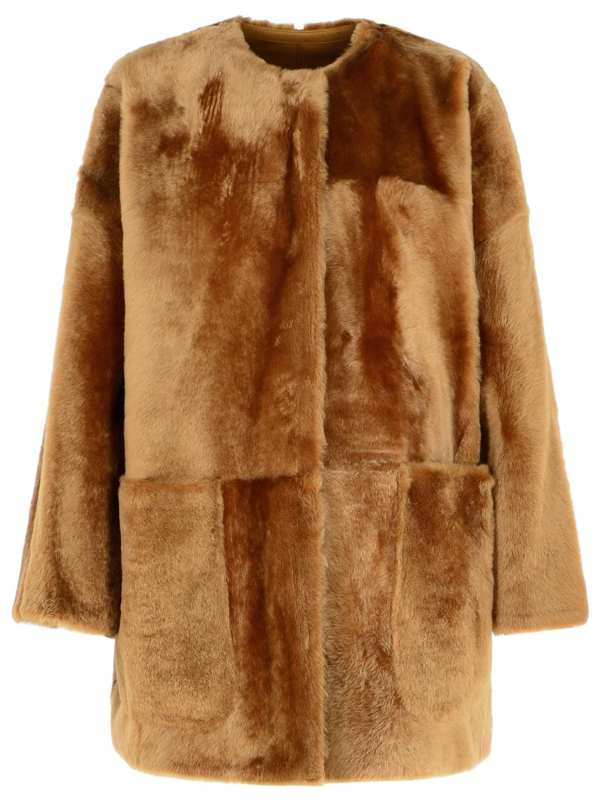 MAX MARA MAX MARA SANTOS' REVERSIBLE BROWN SHEARLING SHEEPSKIN 