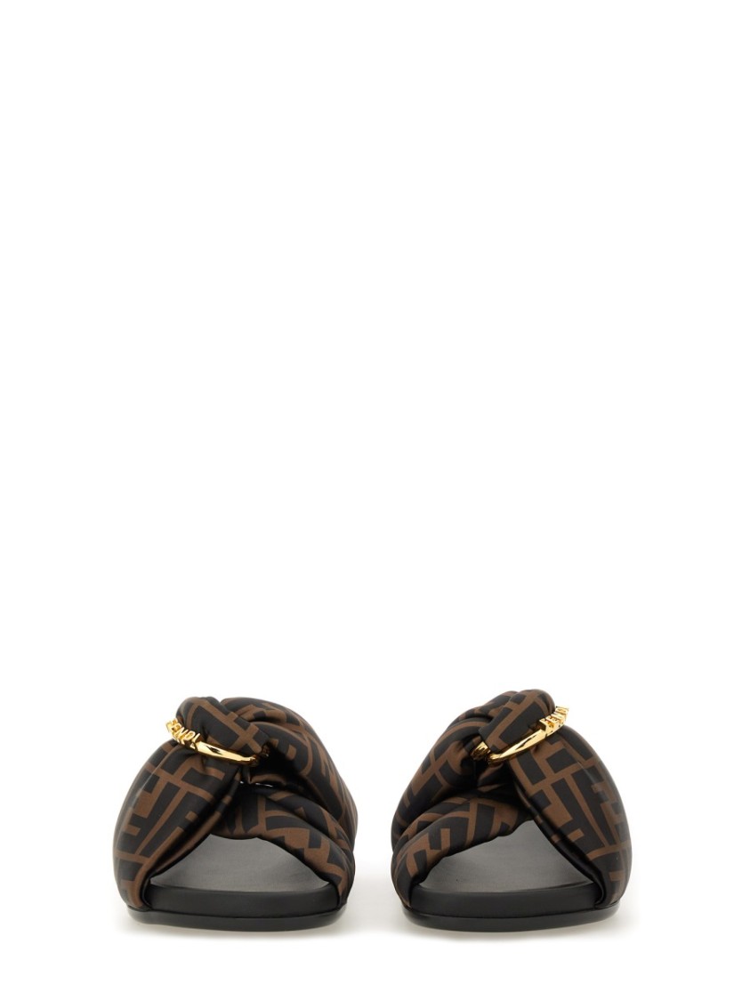 Fendi Women Printed Satin Fell Slippers