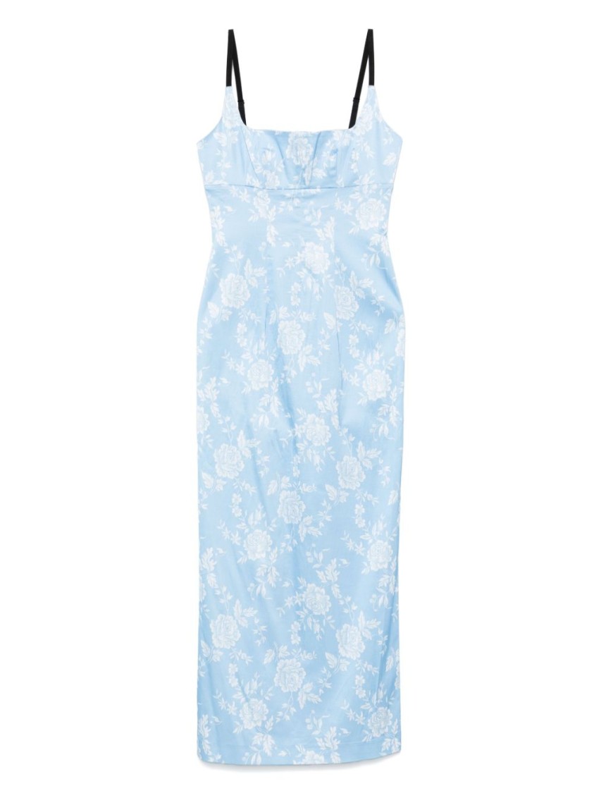 Staud Cerulean Blue Floral Maxi Dress