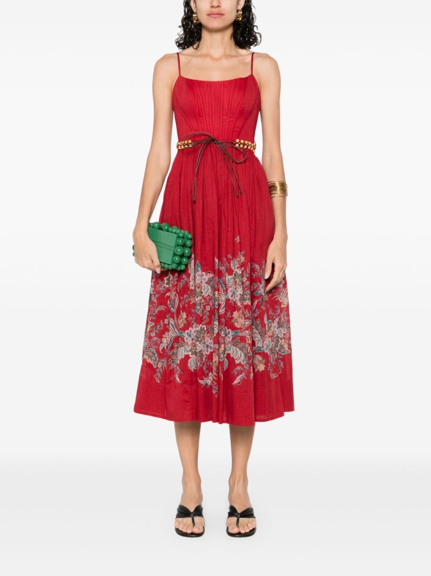Zimmermann Rhiannon Printed Midi Dress In Red