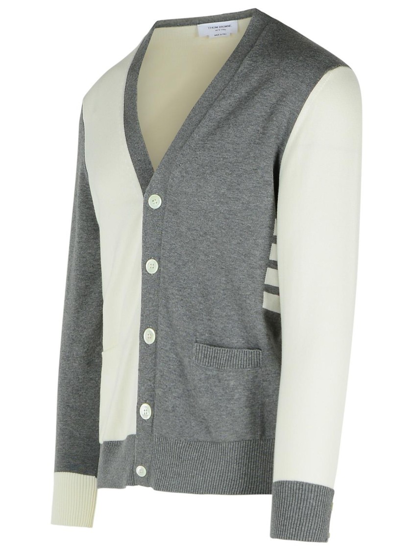 THOM BROWNE THOM BROWNE GREY COTTON CARDIGAN