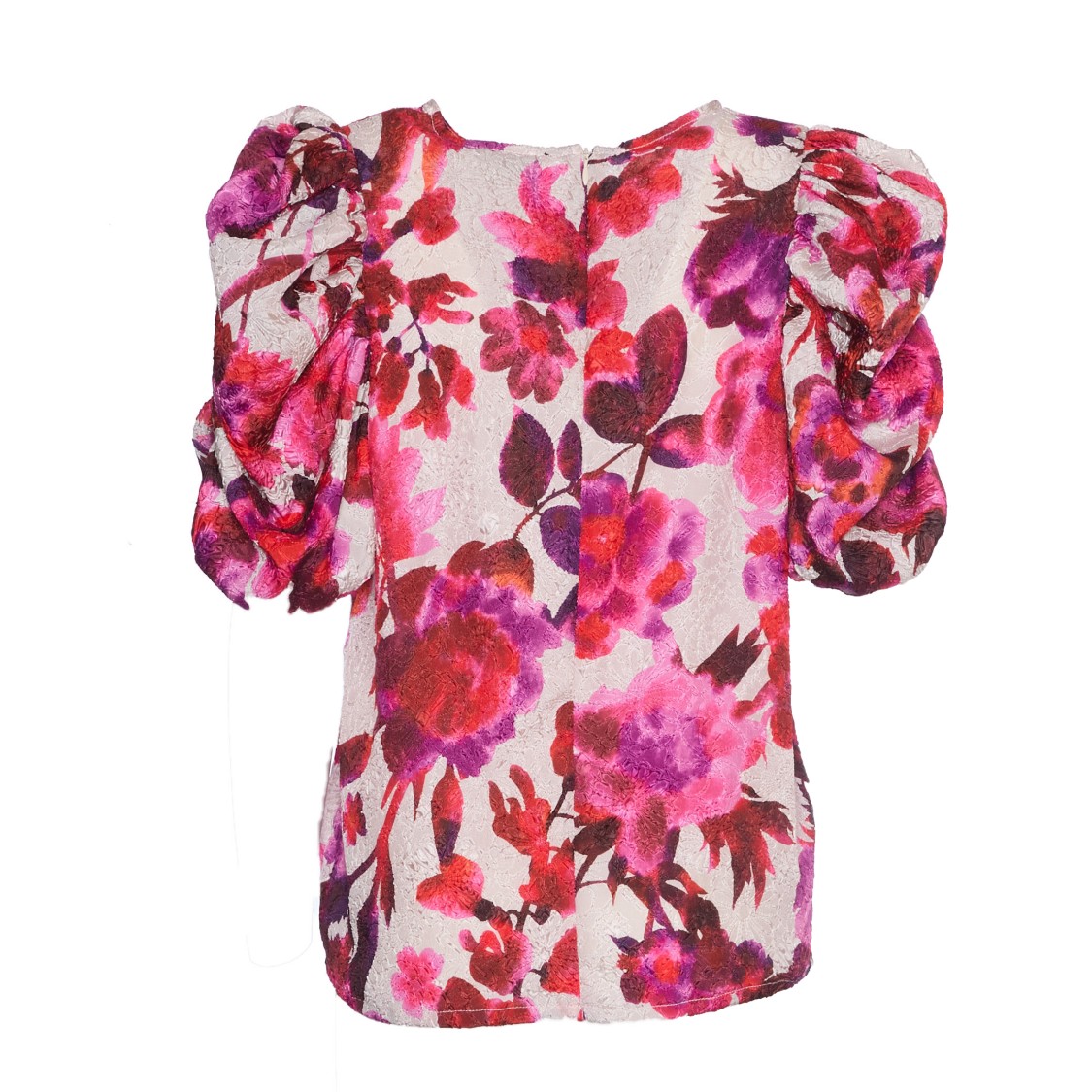 Essentiel Antwerp Puff Sleeve Top With Hidden Zip Closure In Pink