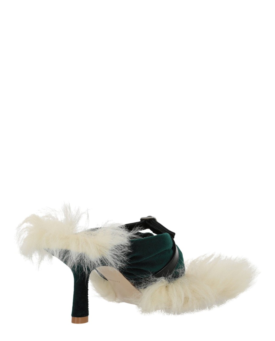Burberry Shearling Step Post Heel In Green