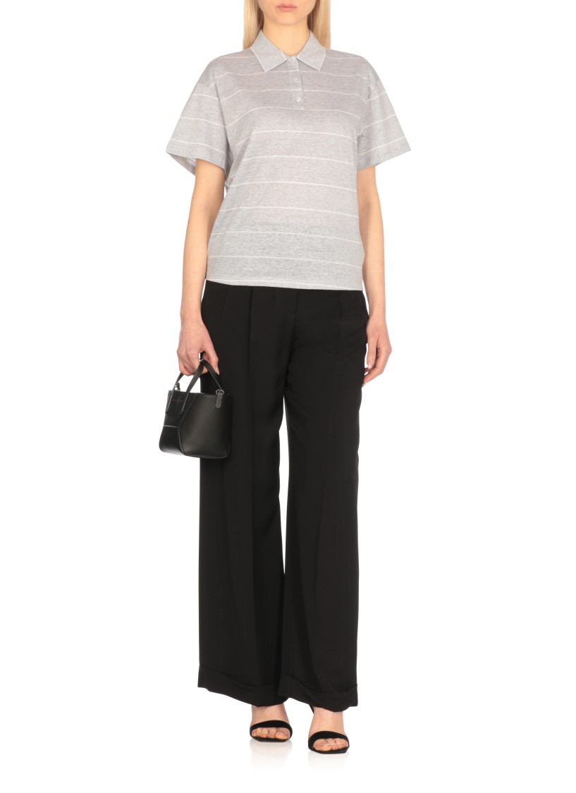 Shop Peserico Grey Linen And Cotton Polo