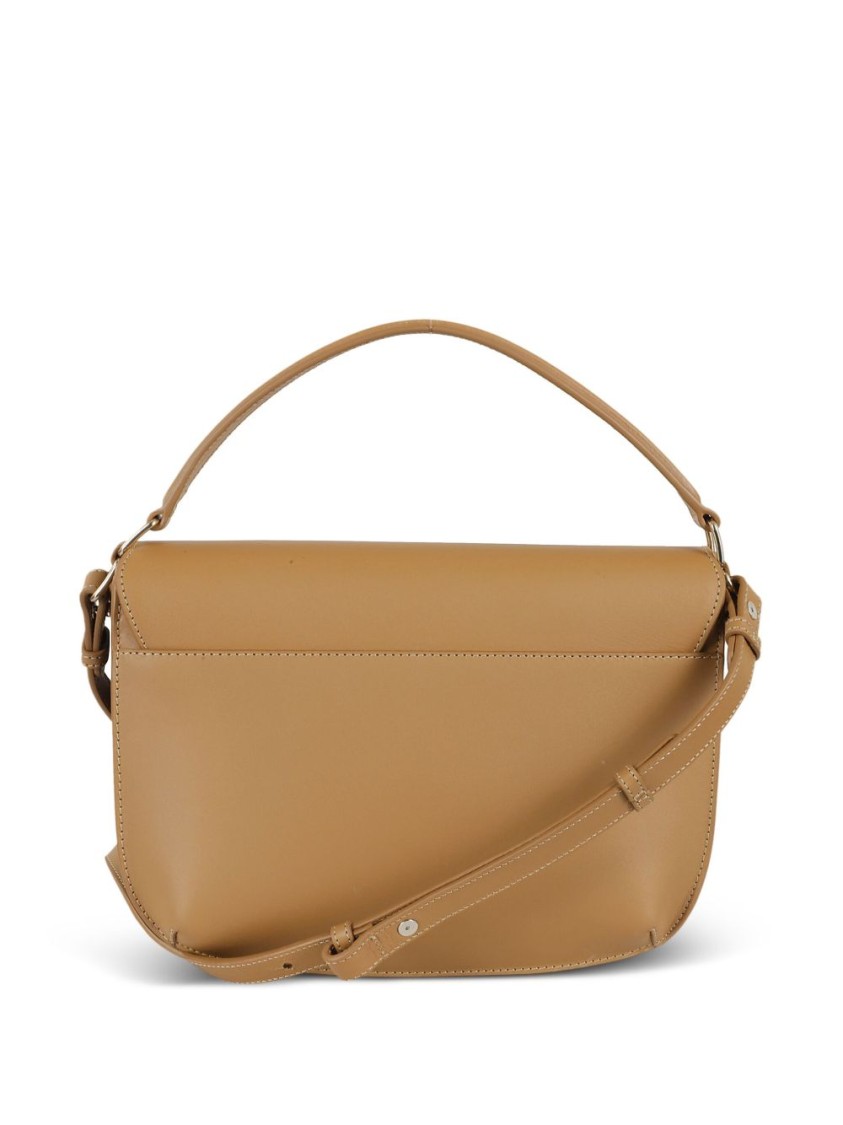 Apc A.p.c. Brown Cowhide Shoulder Bag With Flap Closure In Neutral