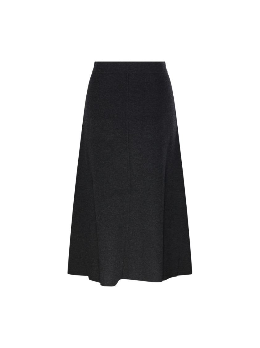 Max Mara A-line Midi Skirt With Discreet Side Pockets In Gray