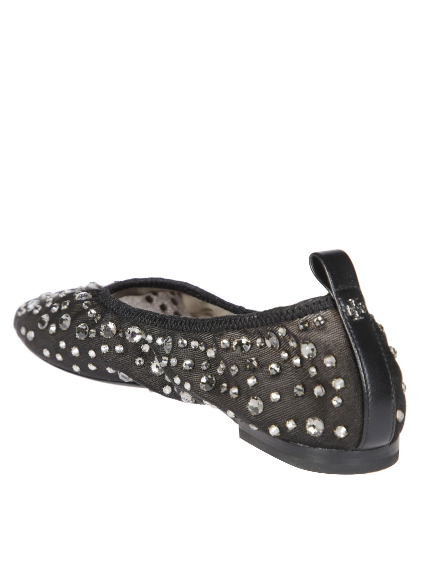 Tory Burch Ballet Flats With Shimmering Rhinestones In Black
