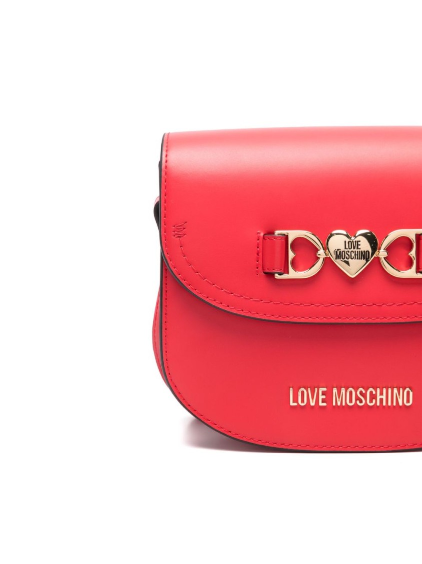 Love Moschino Red Crossbody Bag With Heart Plaque In Red