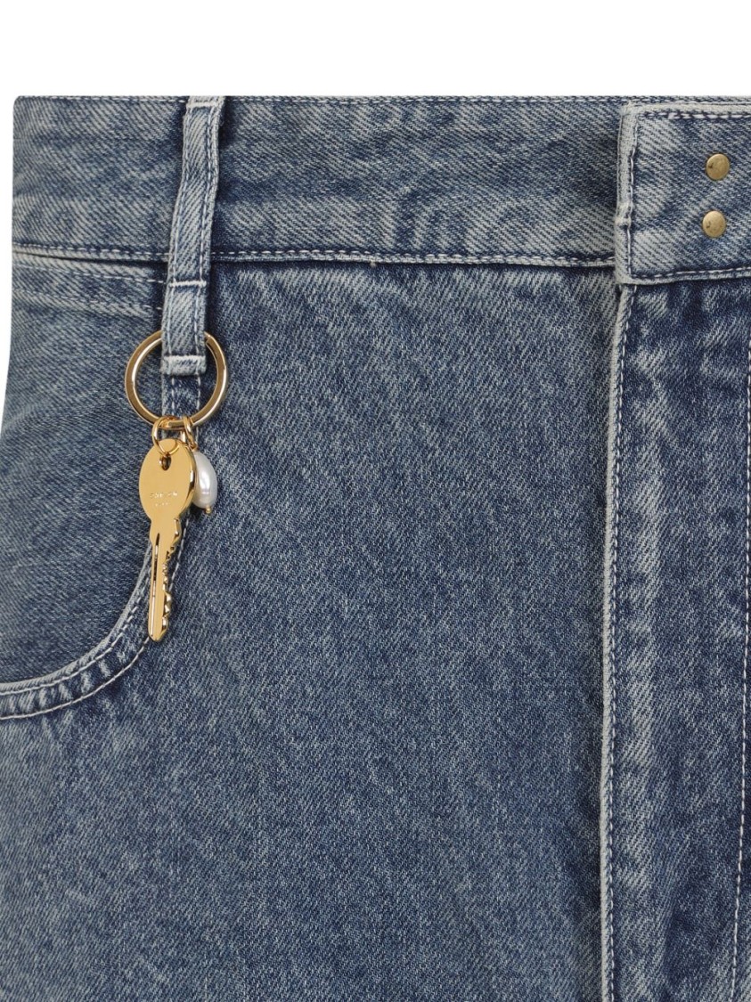 Shop Carven Cotton Five-pocket Jeans With Key Pendant Detail