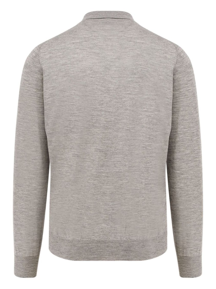 Brunello Cucinelli Long-sleeved Grey Polo With Textured Fabric In Gray