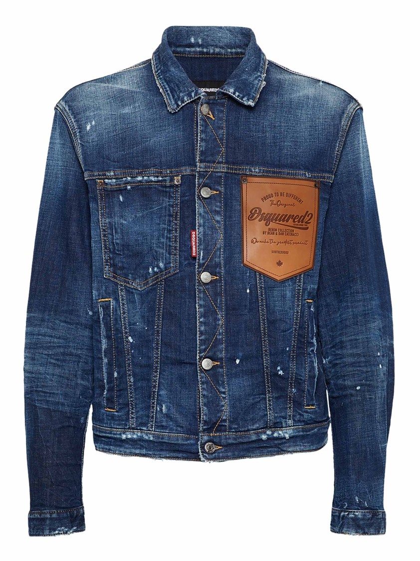 Dsquared2 Fitted Sports Jacket With Contrasting Stitching In Blue