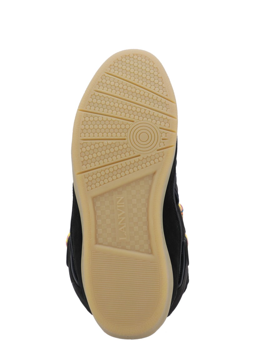 Lanvin Black Leather Curb Sneakers In Black