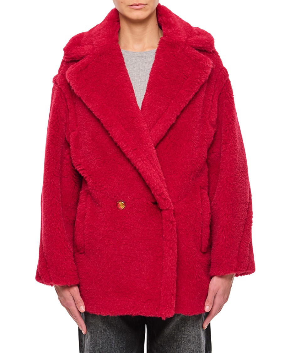 Max Mara Frais Wool Blend Short Coat In Red