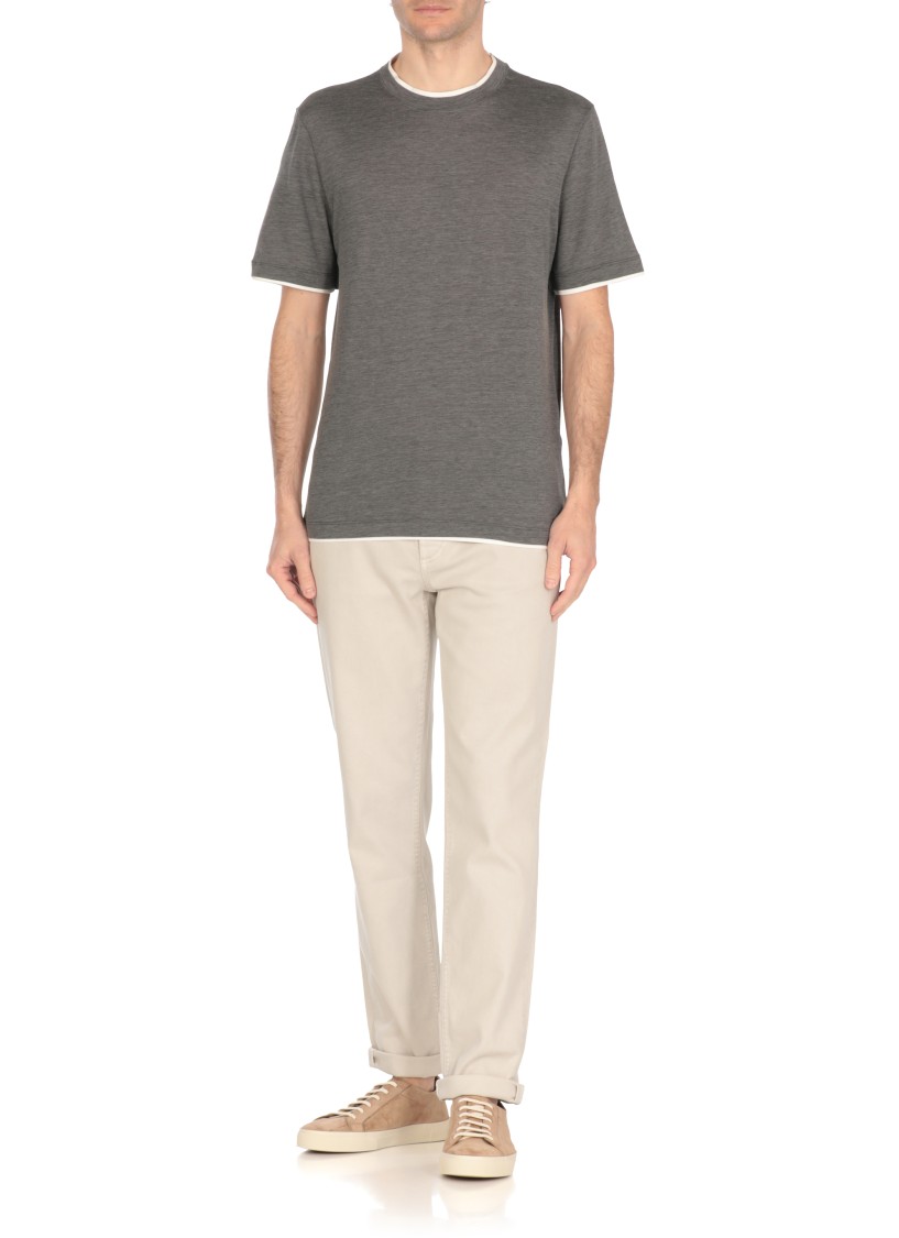 Brunello Cucinelli Layered T-shirt In Grey