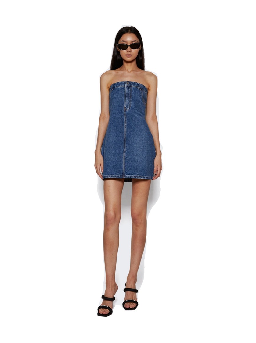 Alexander Wang Stretch Denim Tube Dress Deep Blue In Blue