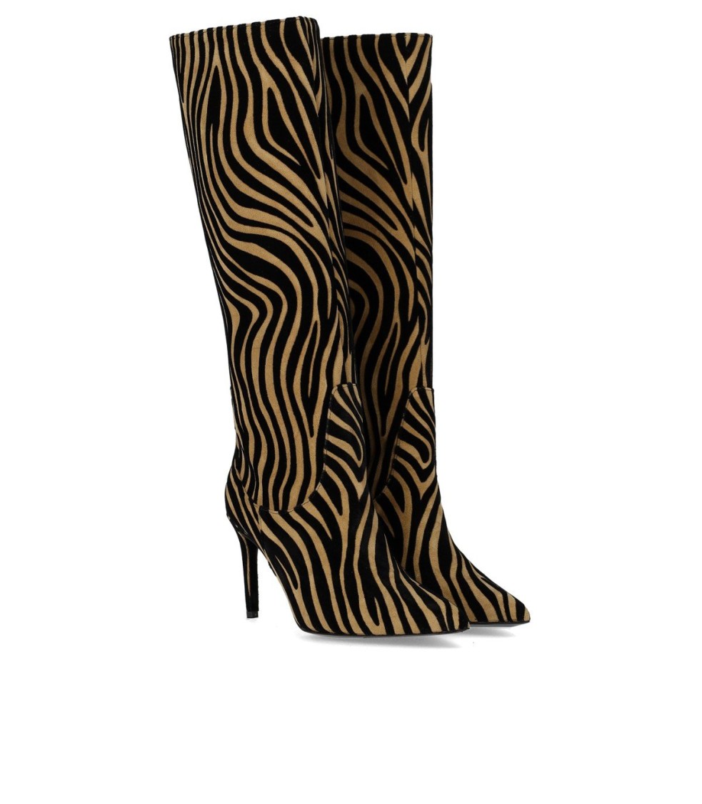 Ncub Bit Beige Zebra Print High Boot In Neutral