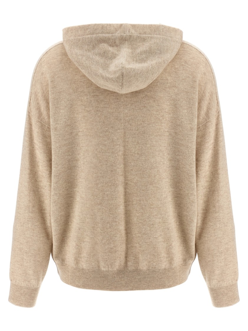 Brunello Cucinelli Relaxed-fit Cashmere Hoodie With Front Zip Closure In Nude