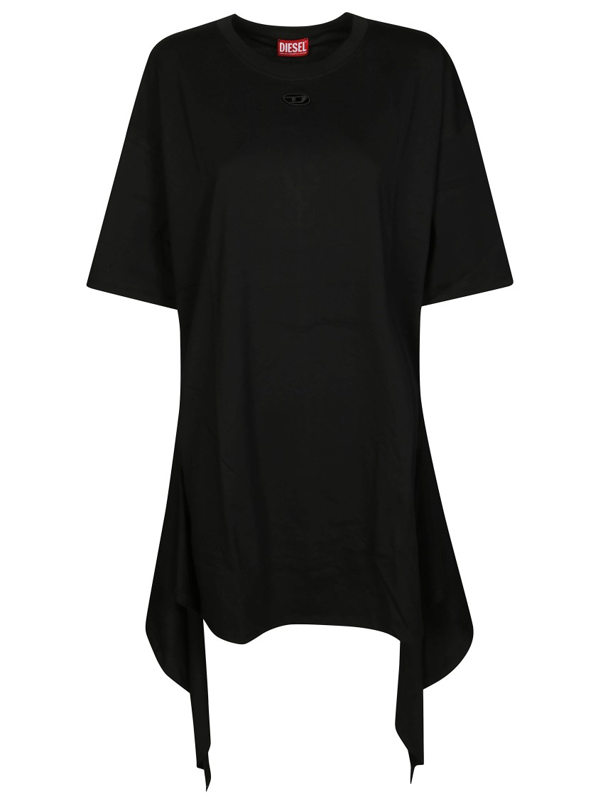 Diesel Asymmetrical Hem Black Tunic With Side Ties In Black
