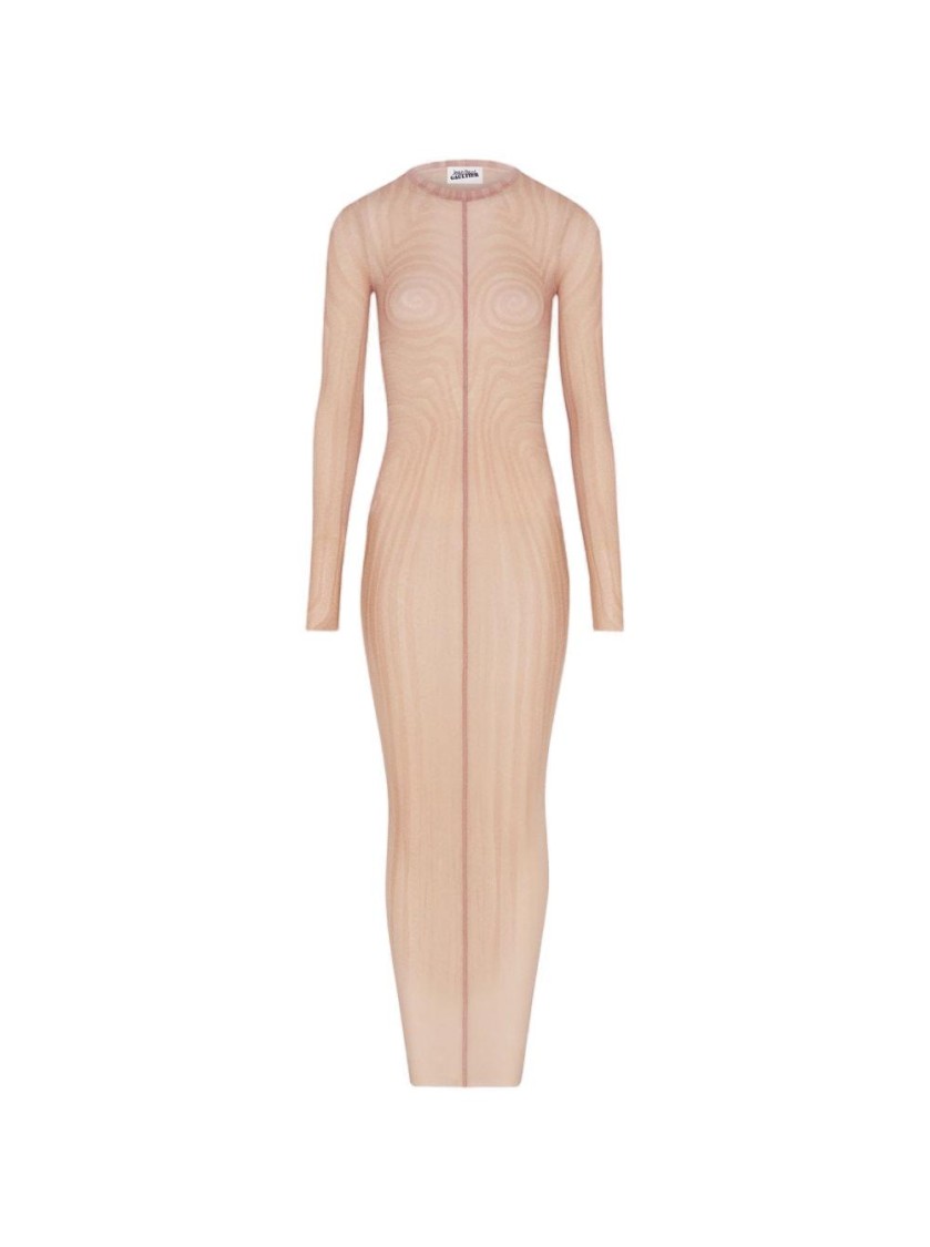 Jean Paul Gaultier Long Spiral Dress Pale Pink