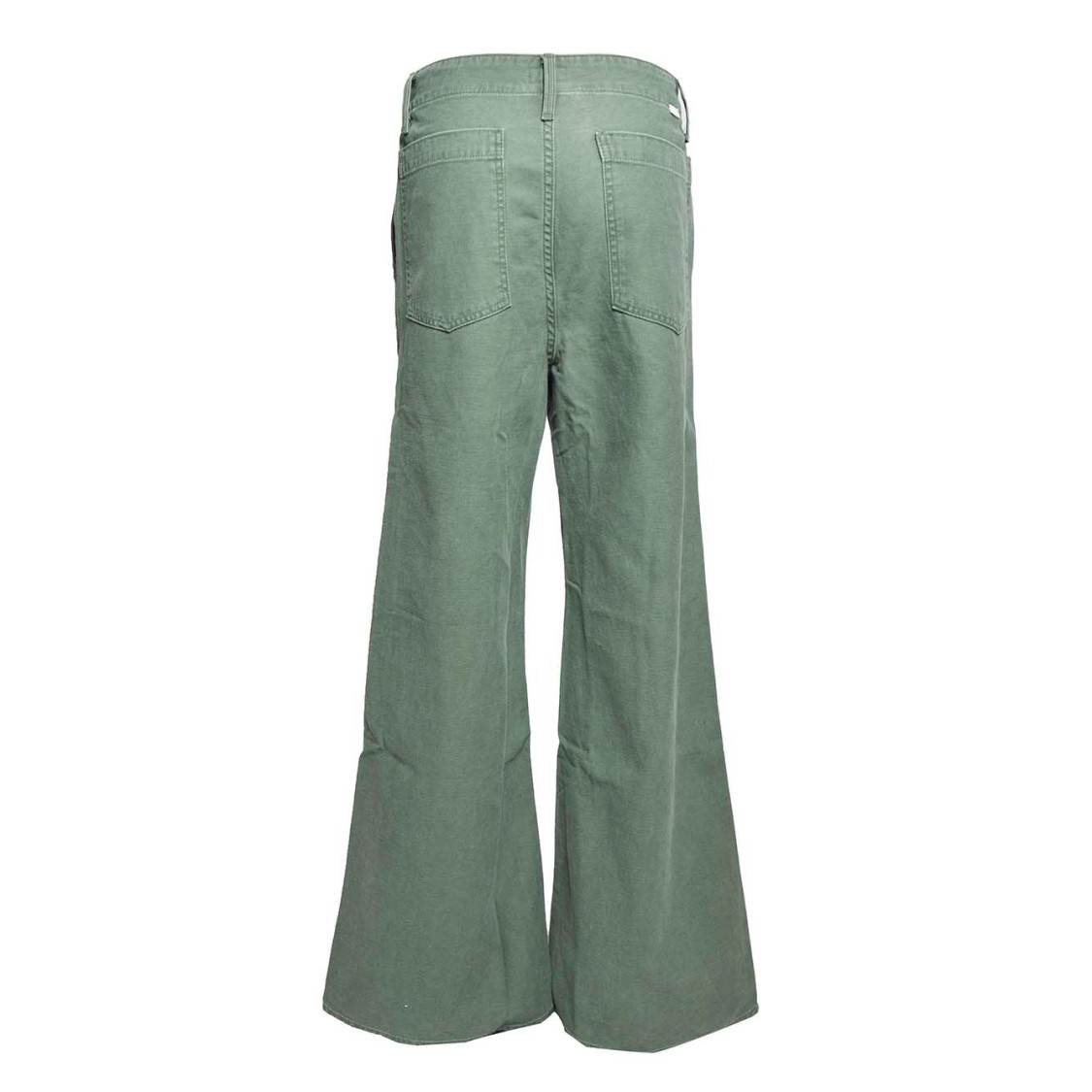 Shop Mother The Major Sneak Fray Jeans In Sage Green Cotton