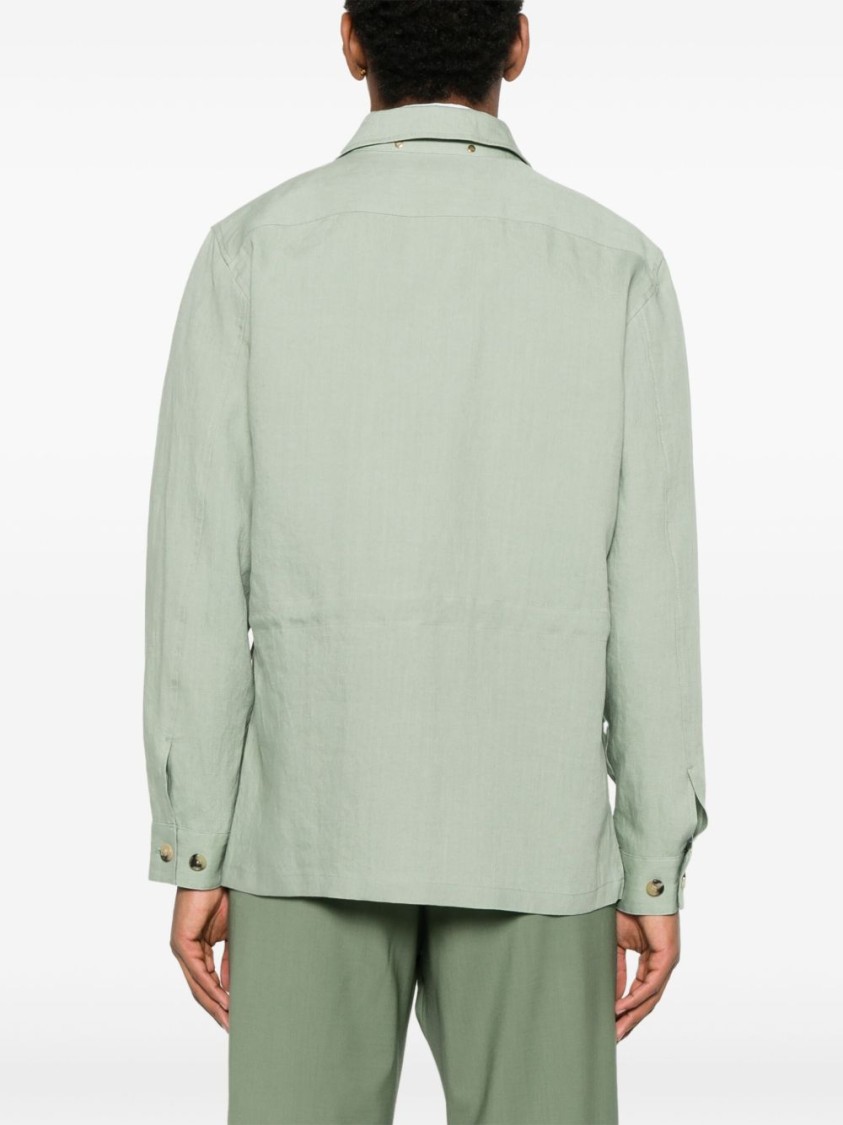 PAUL SMITH PAUL SMITH SAGE GREEN CASUAL JACKET WITH CLASSIC COLLAR