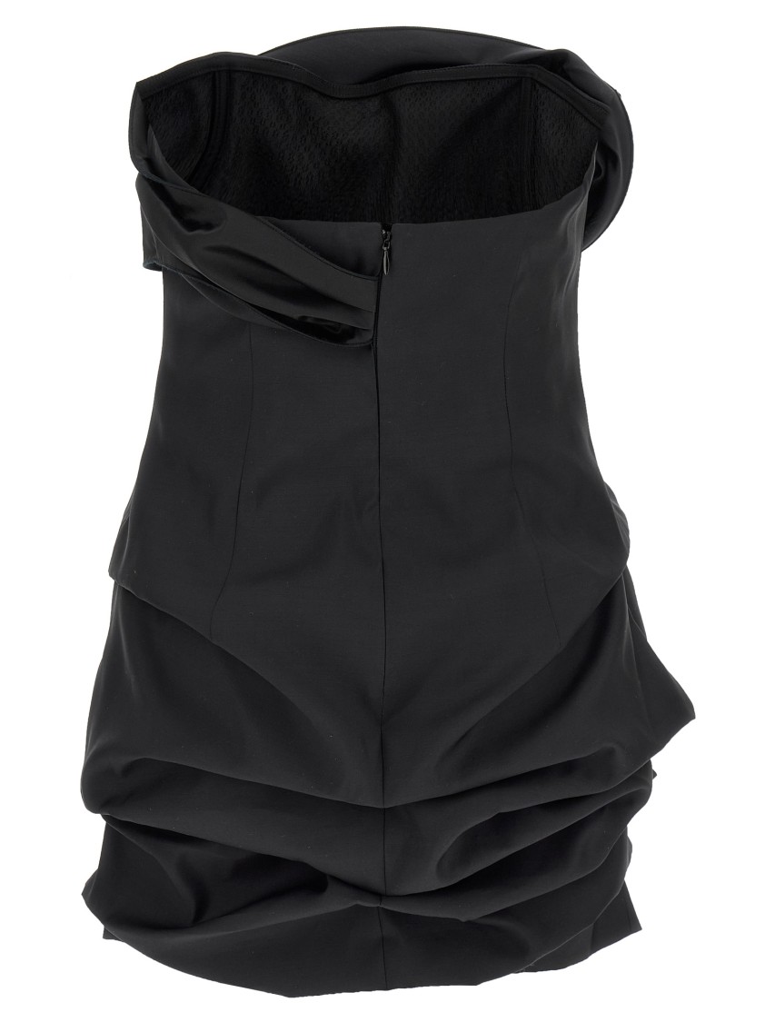 Magda Butrym Off-the-shoulder Black Mini Dress With Floral Accent In Black