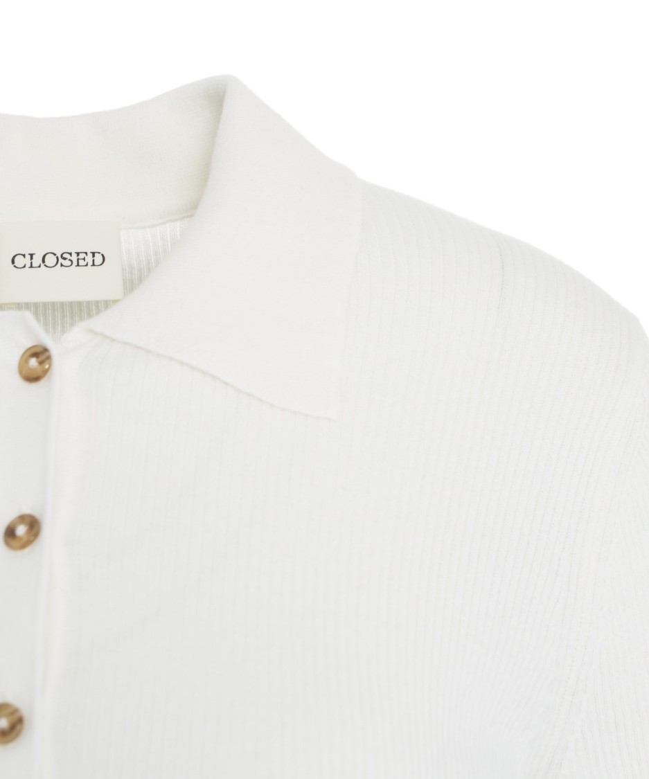 Shop Closed Cashmere Blend Polo With Ribbed Texture In White
