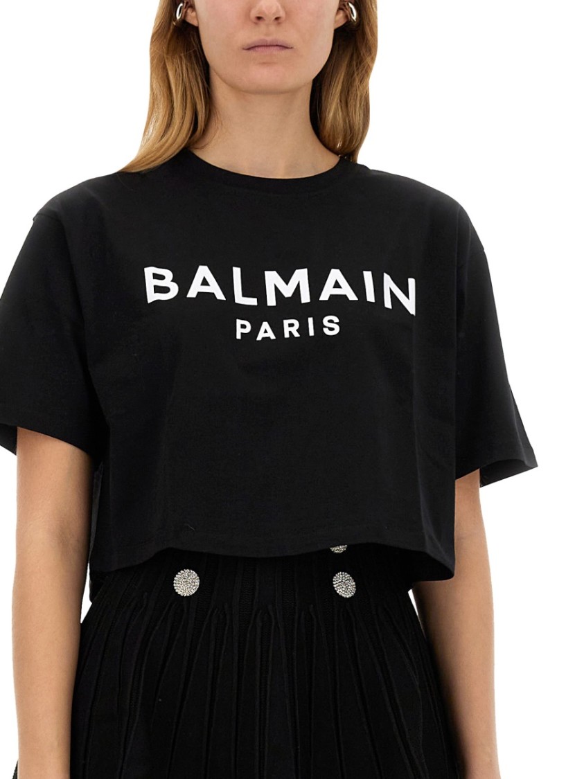 Shop Balmain Cropped Black T-shirt
