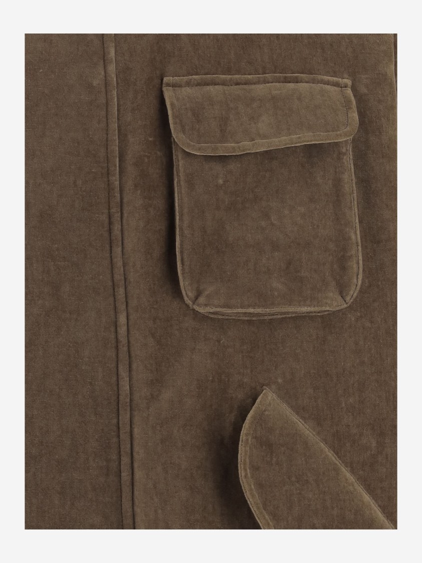 Giorgio Armani Cotton And Linen Jacket With Classic Shirt Collar And Hidden Button Closure In Brown