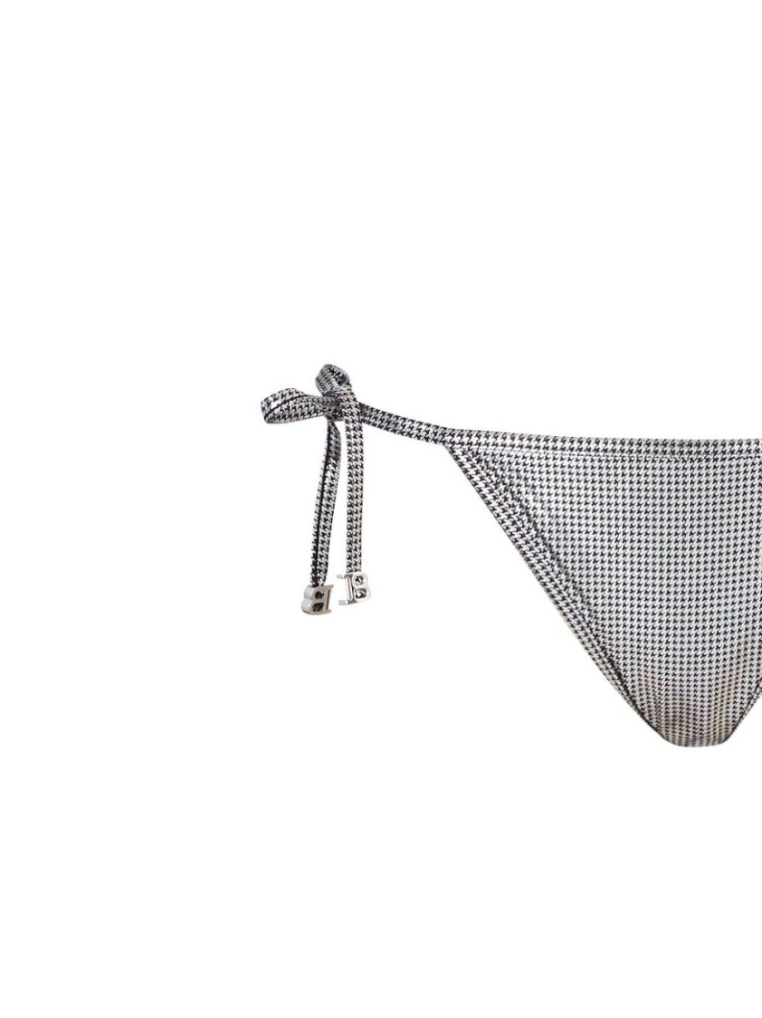Balmain Triangle Bikini With Subtle Check Pattern In Silver
