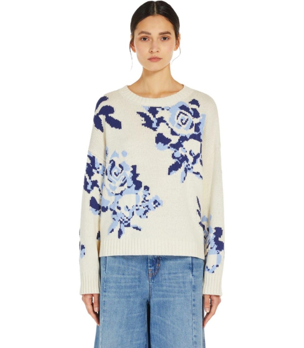 Shop Max Mara Fabian Ivory Crewneck Jumper In Neutrals
