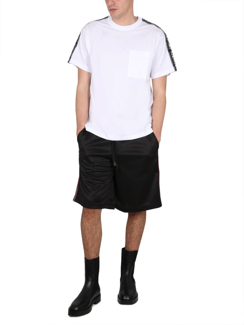 Shop Versace Jeans Couture Bermuda Shorts With Logo Band In Black