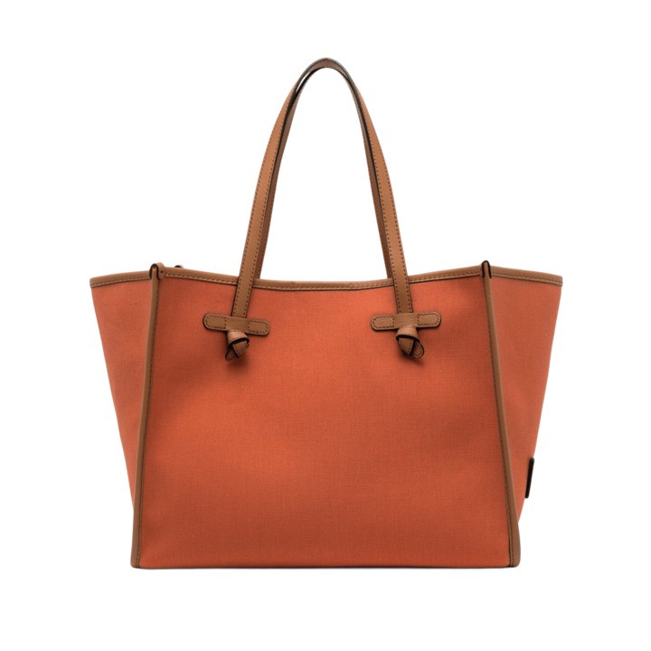 Marcella Two-tone Canvas Shoulder Bag With Leather Accents