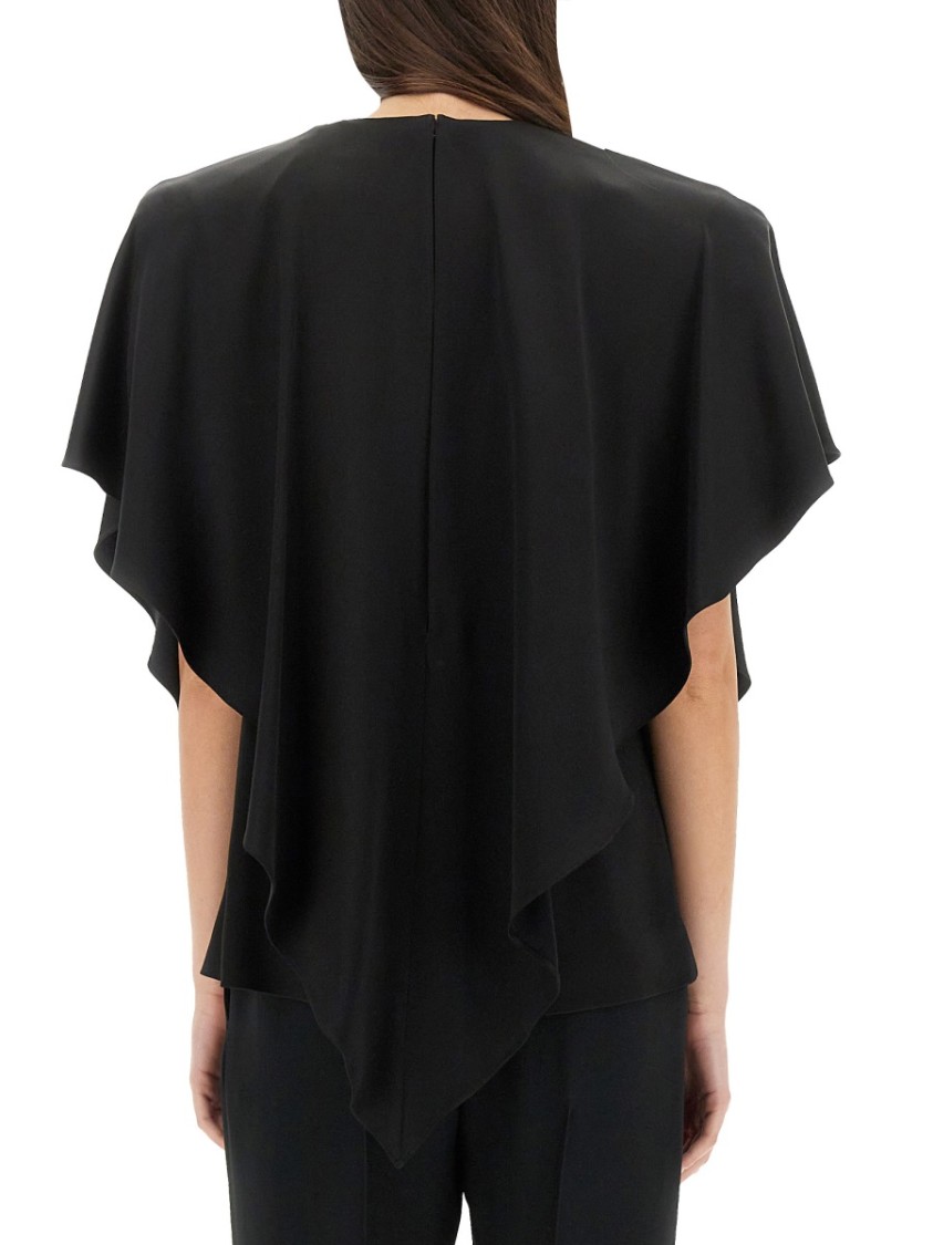 Stella Mccartney Asymmetric Layered Lightweight Satin Blouse In Black