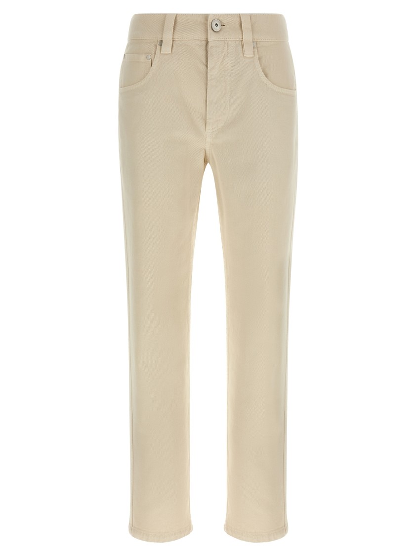 Brunello Cucinelli Straight-fit Denim Trousers In Neutral